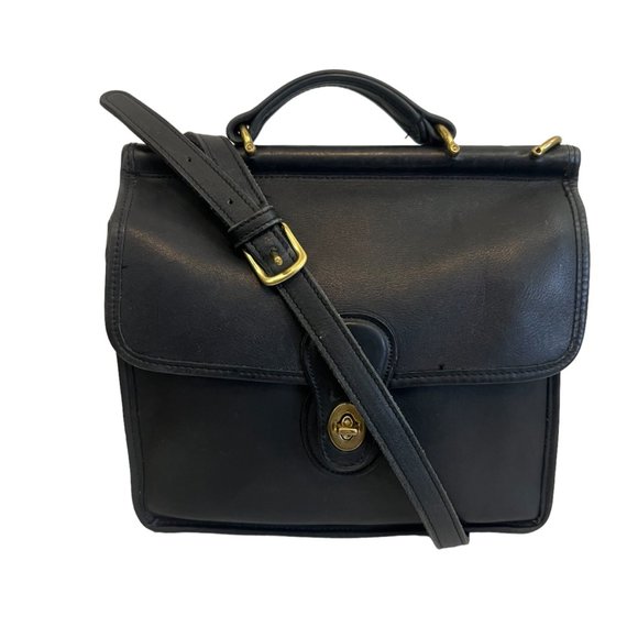 Vintage Coach Willis 9927 Black Leather Top Handle Crossbody